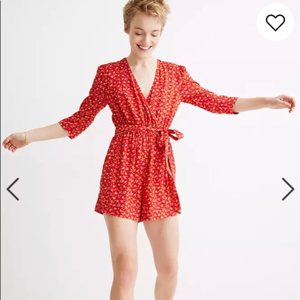 Three-quarter sleeve wrap romper